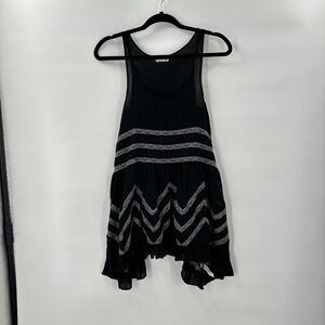 Intimately Free People Trapeze Black Dress XS Indie Handkerchief Hem Boho